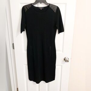 Brooks Brothers Black Midi Dress with Leather Accents - size M